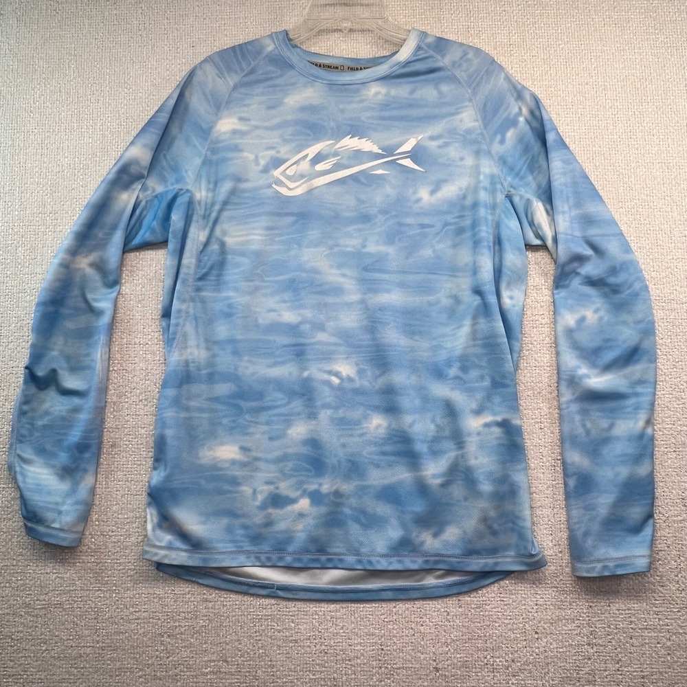Field & Stream Men's M Blue Water Camo‎ Long Sleeve Performance Fishing Shirt